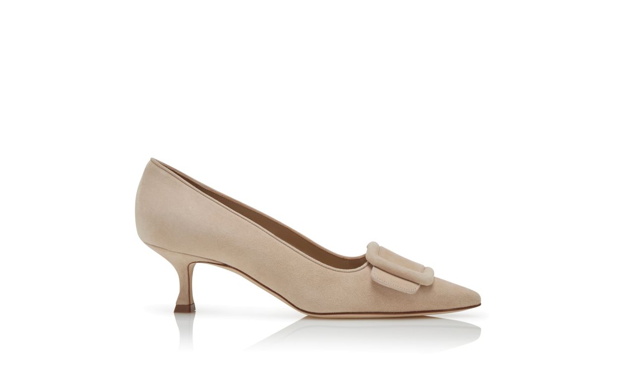 Zapatillas de ante beige claro con detalle de hebilla