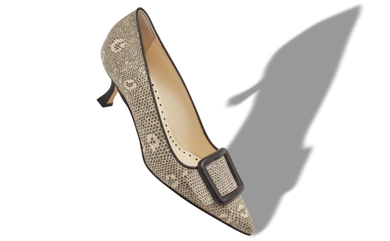 Zapatillas de cuero de ternera con estampado de lagartija