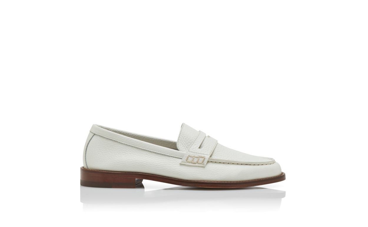 Zapatillas de vestir penny de cuero de becerro blanco