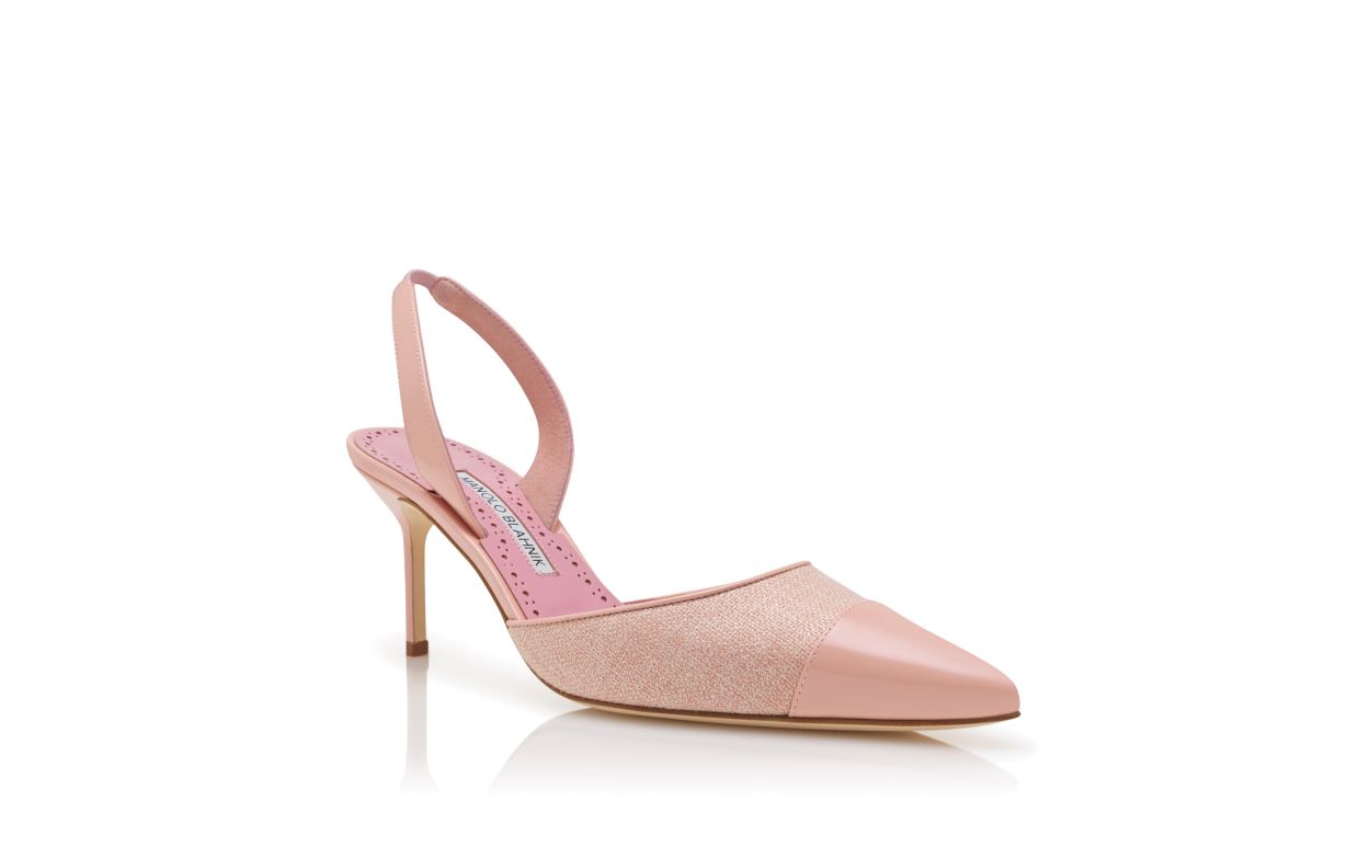 Zapatillas de lino rosa claro con tirador