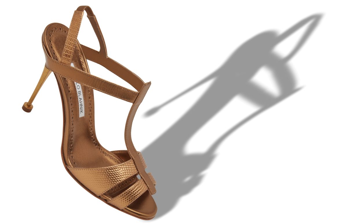 Sandalias T-Bar de cuero de ternera bronceado