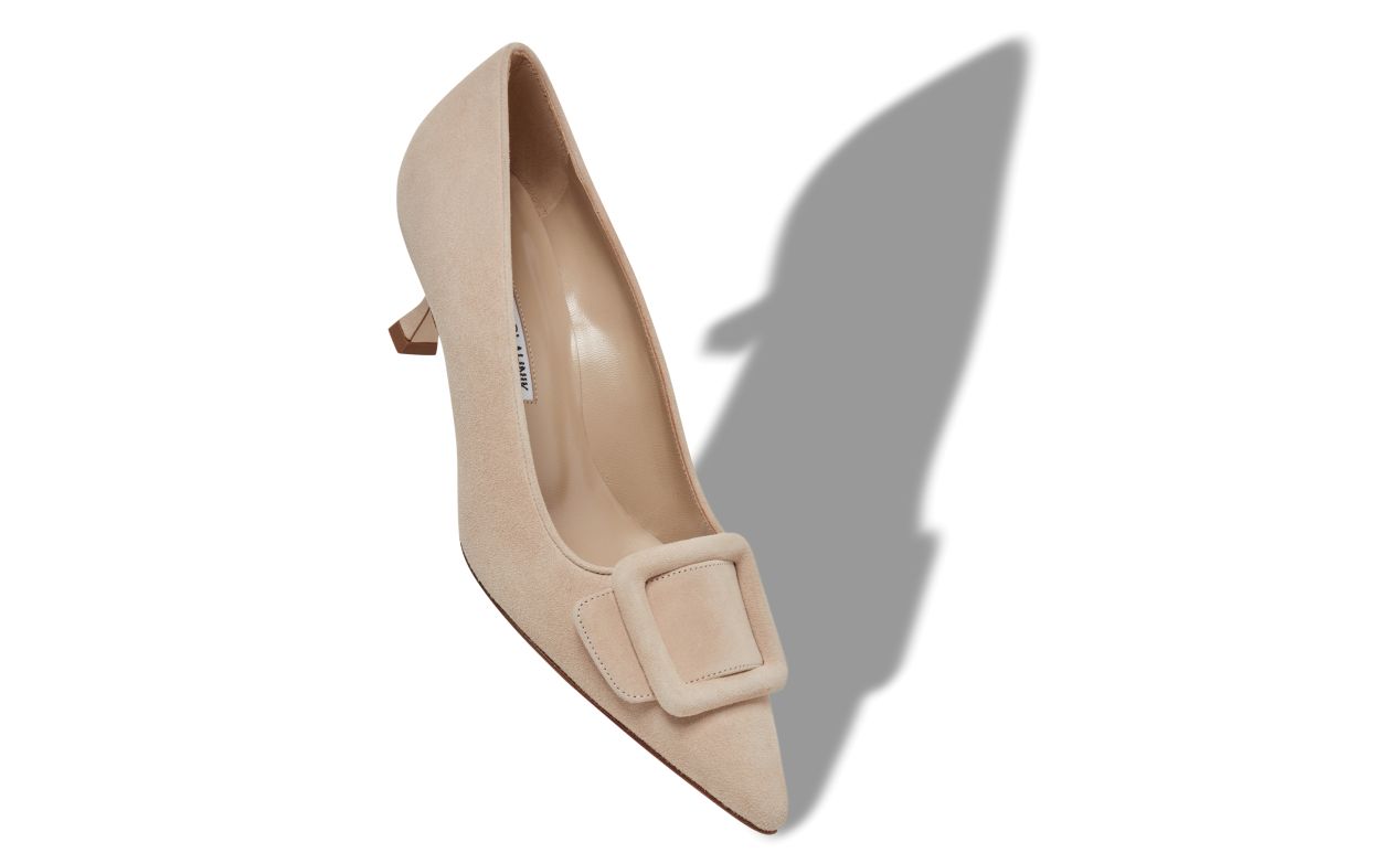 Zapatillas de ante beige claro con detalle de hebilla
