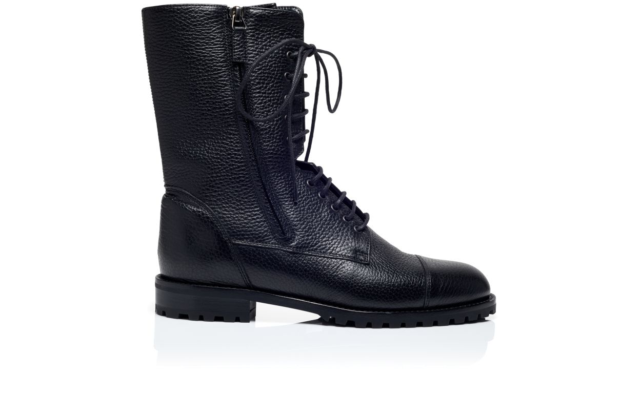 Botas militares de cuero de ternera negro