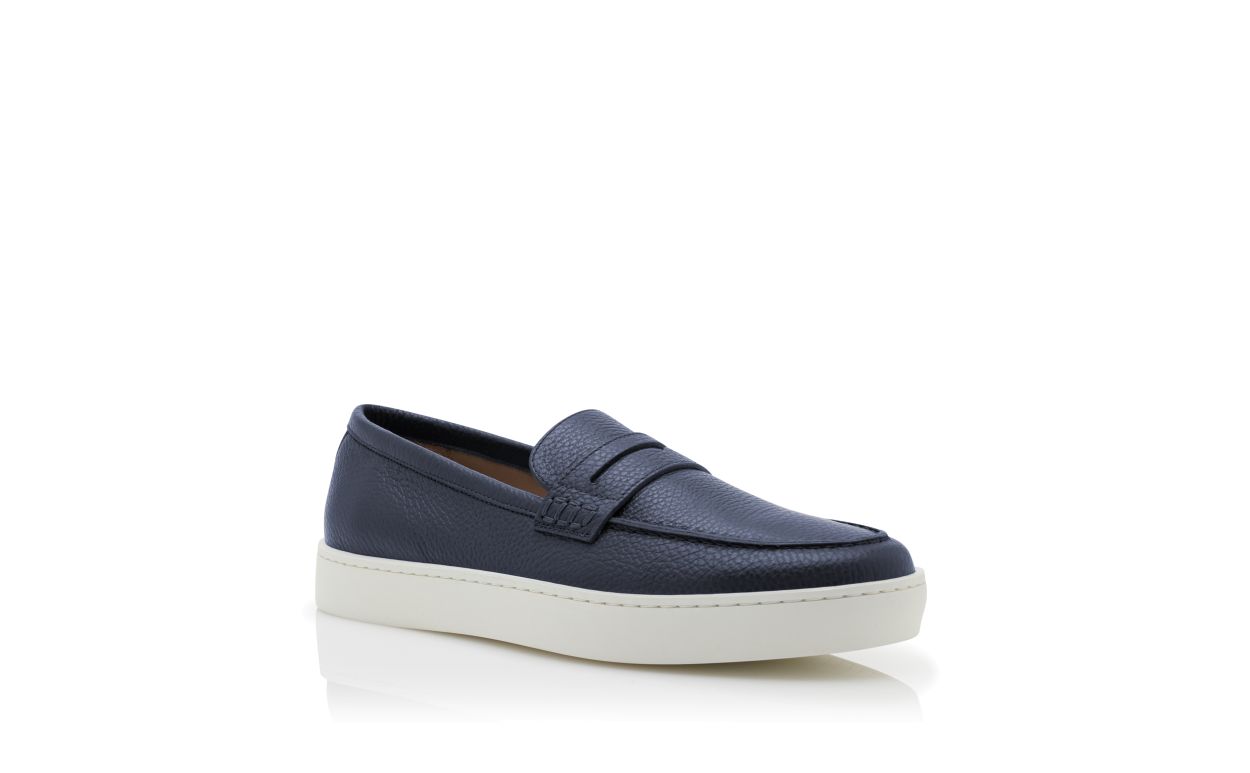Zapatillas de cuero de becerro azul marino con cordones