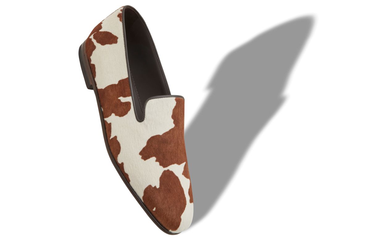 Mocasines de cuero de ternera con estampado de vaca