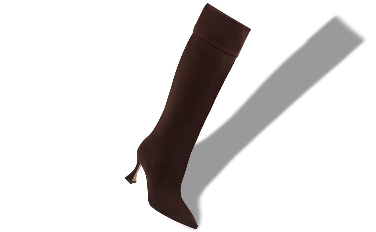 Botas de Tobillo Altas de Piel de Cabrito Marrón Oscuro