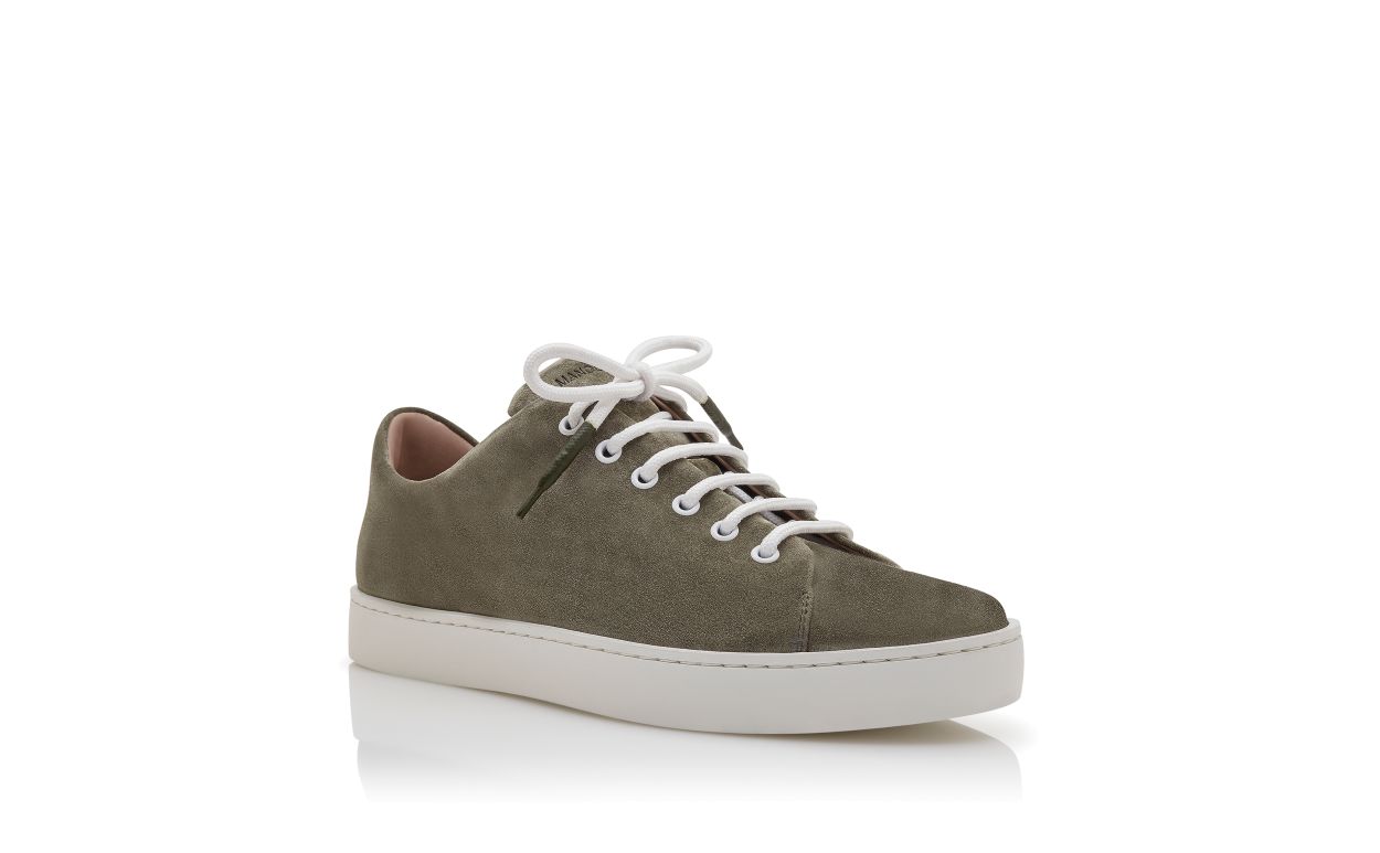 Zapatillas de lona de ante caqui con cordones