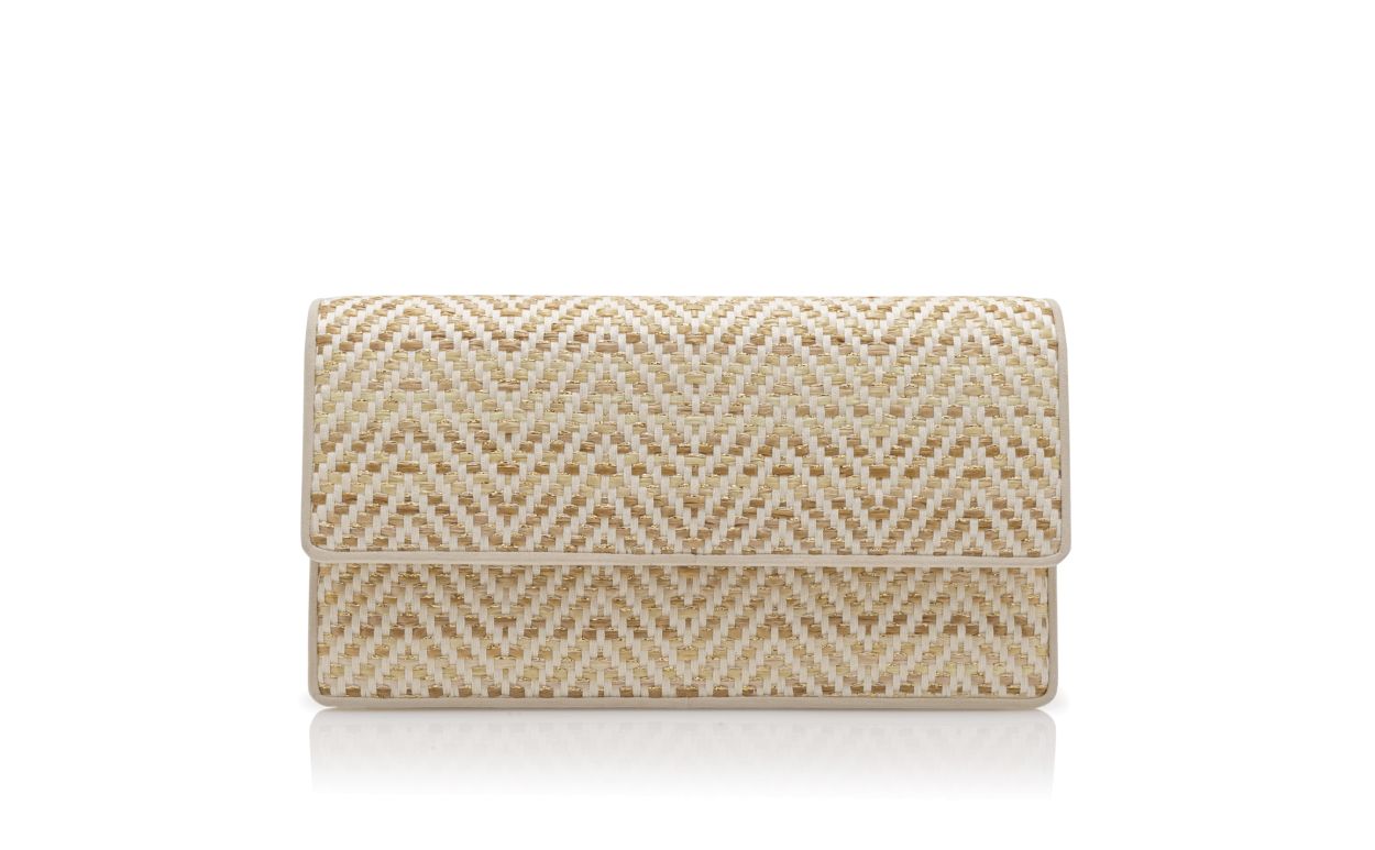 Bolso de Raffia Beige Claro y Crema