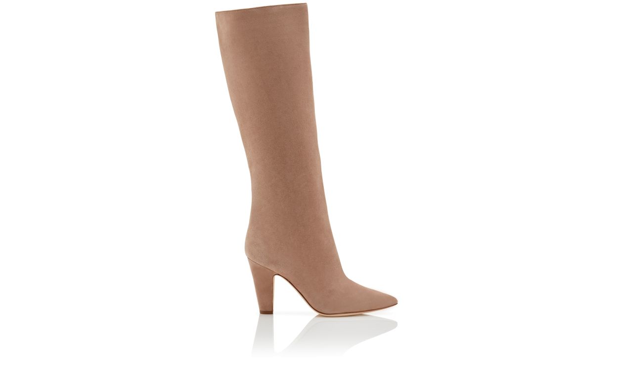 Botas altas hasta la rodilla de ante beige oscuro