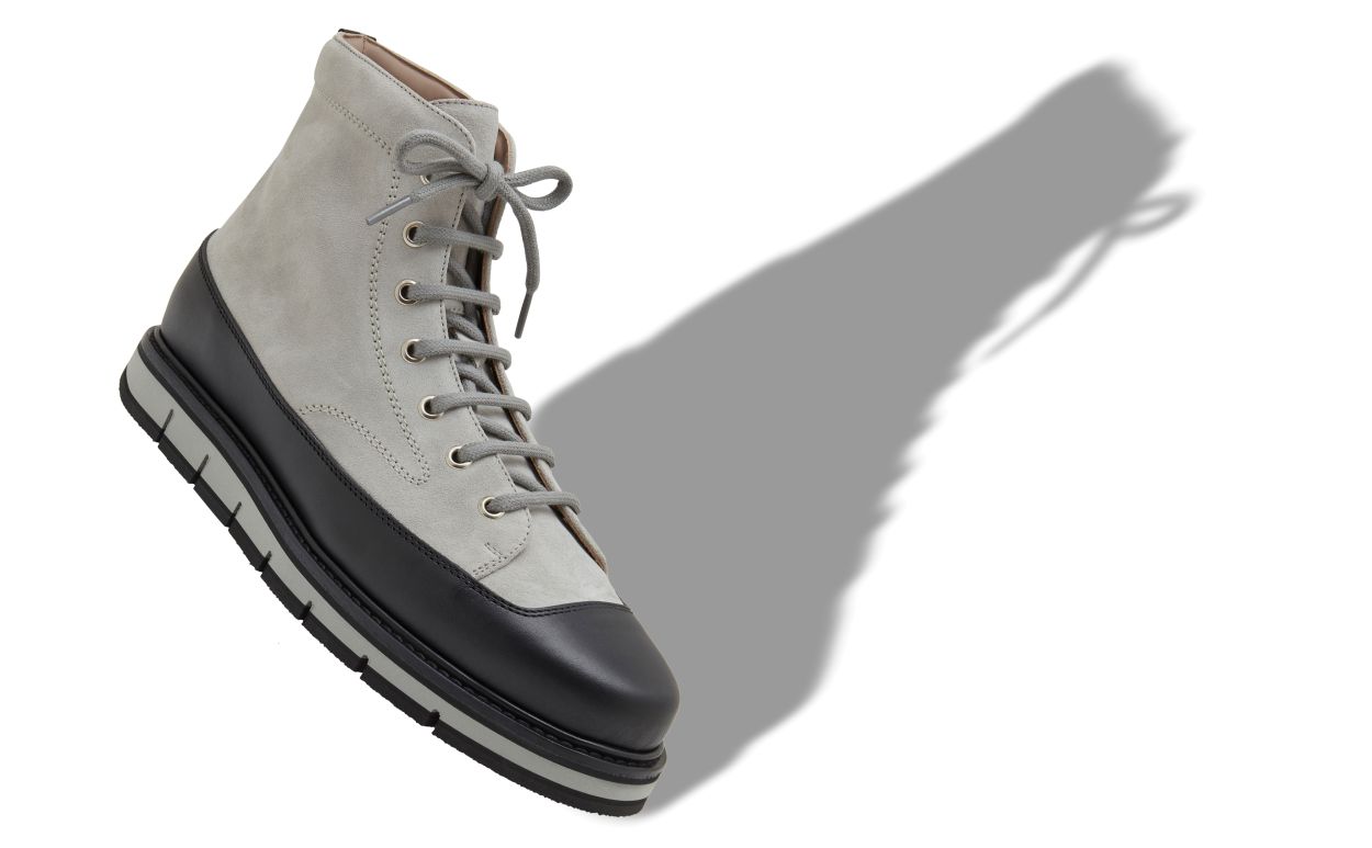 Botas de tobillo de ante de ternera gris y negro