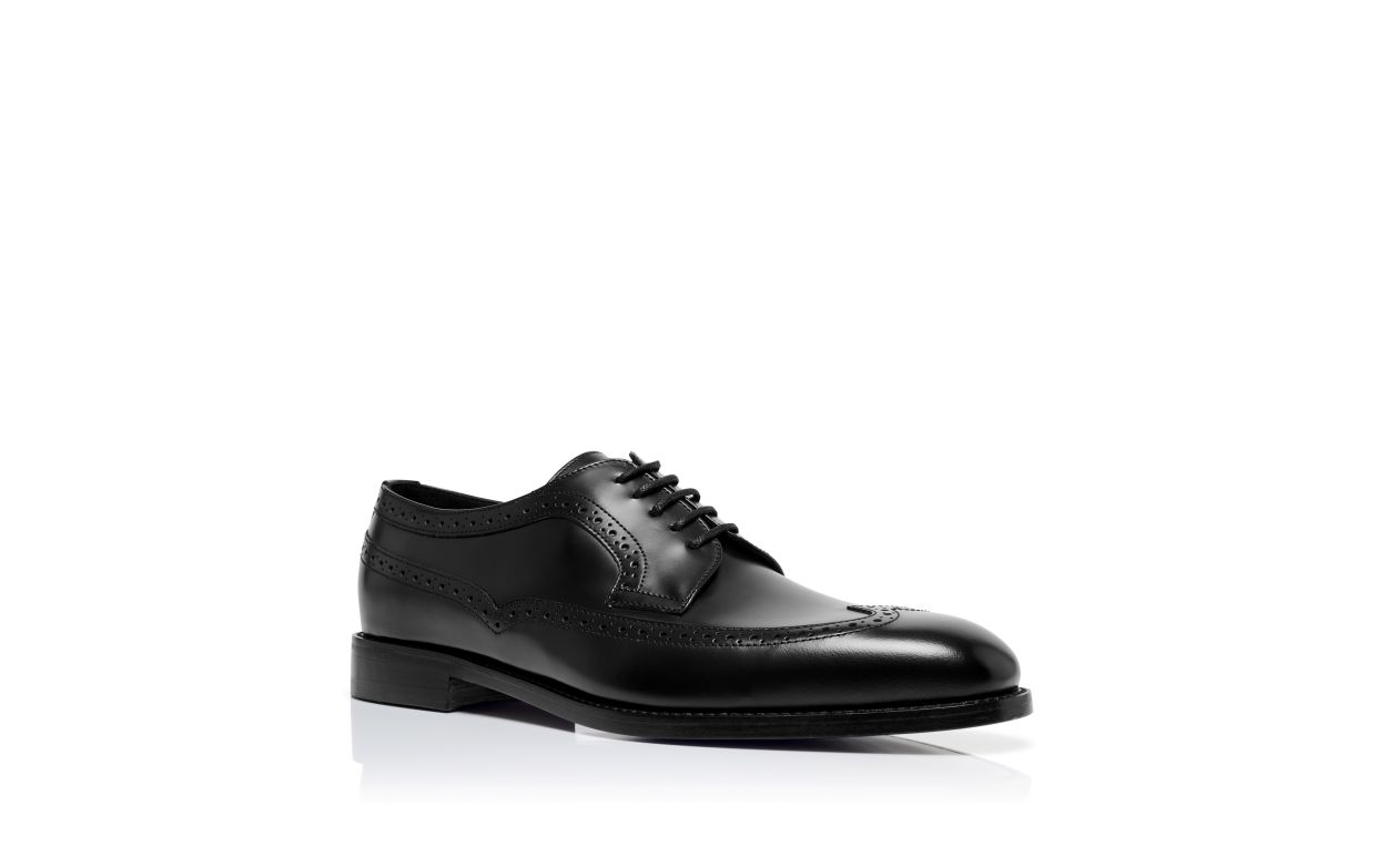 Oxfords de cuero de becerro negro con cordones