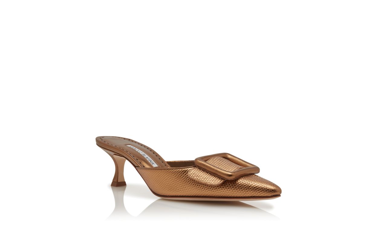 Mocasines de cuero de becerro bronce con detalle de hebilla