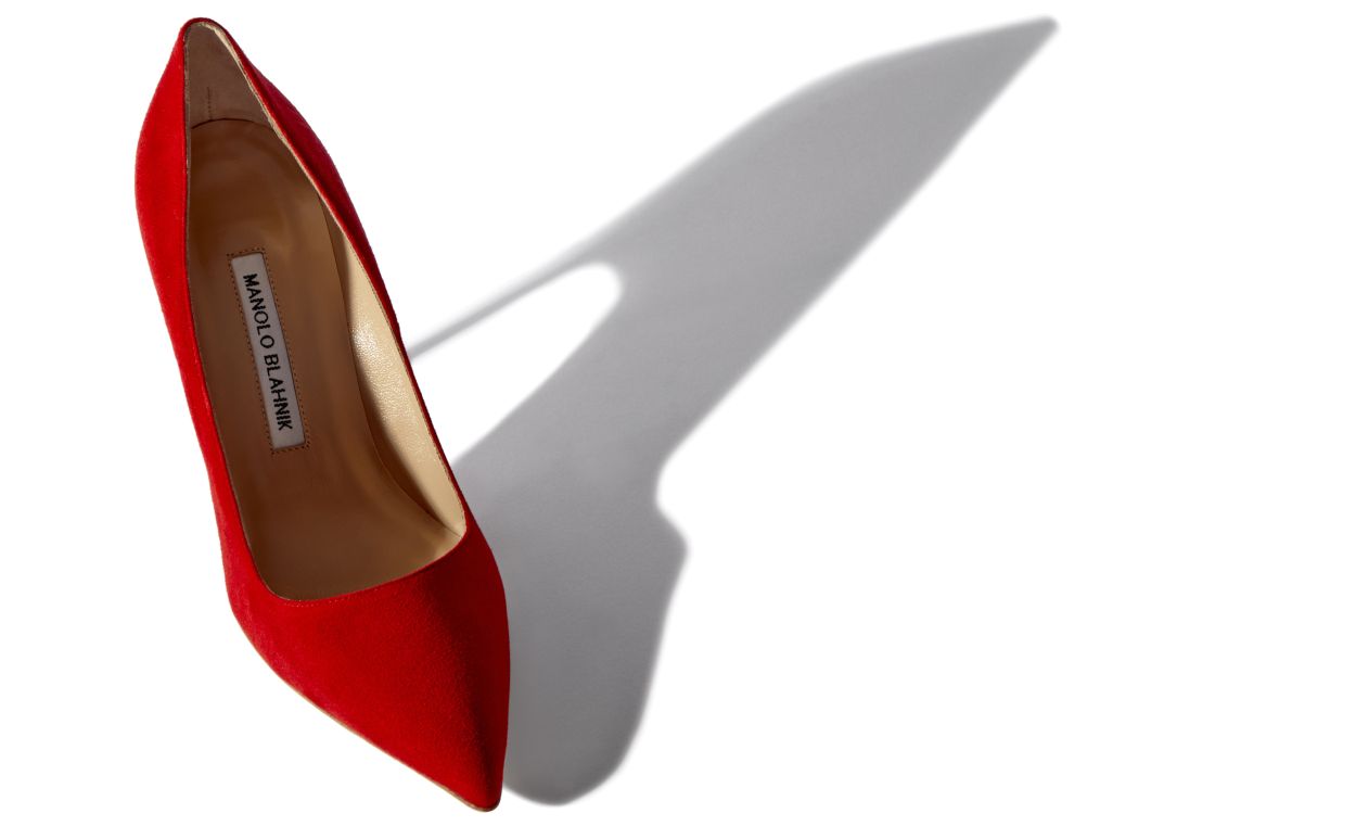 Zapatillas de punta puntiaguda de ante rojo