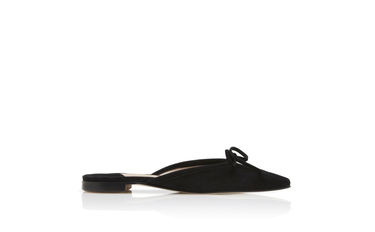 Mules planas de ante negro