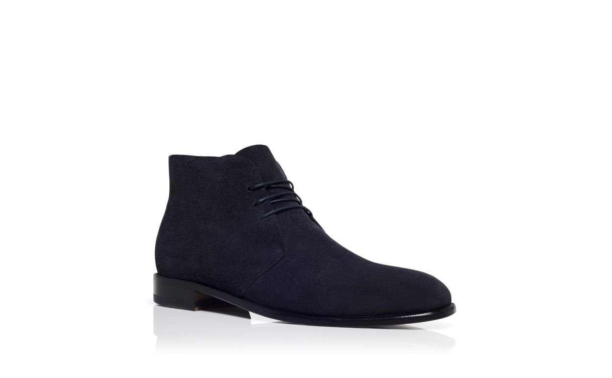Botas de tobillo de ante azul marino con cordones