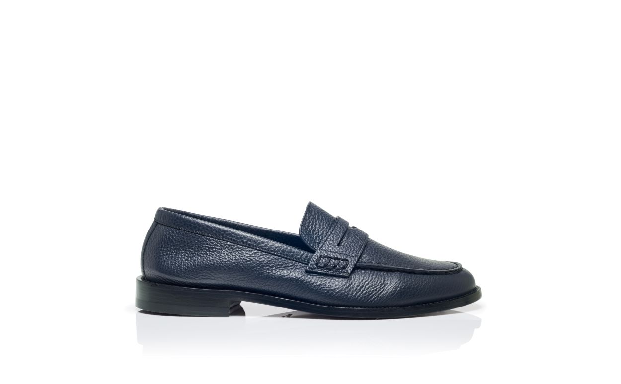 Zapatillas de cuero de ternera azul marino
