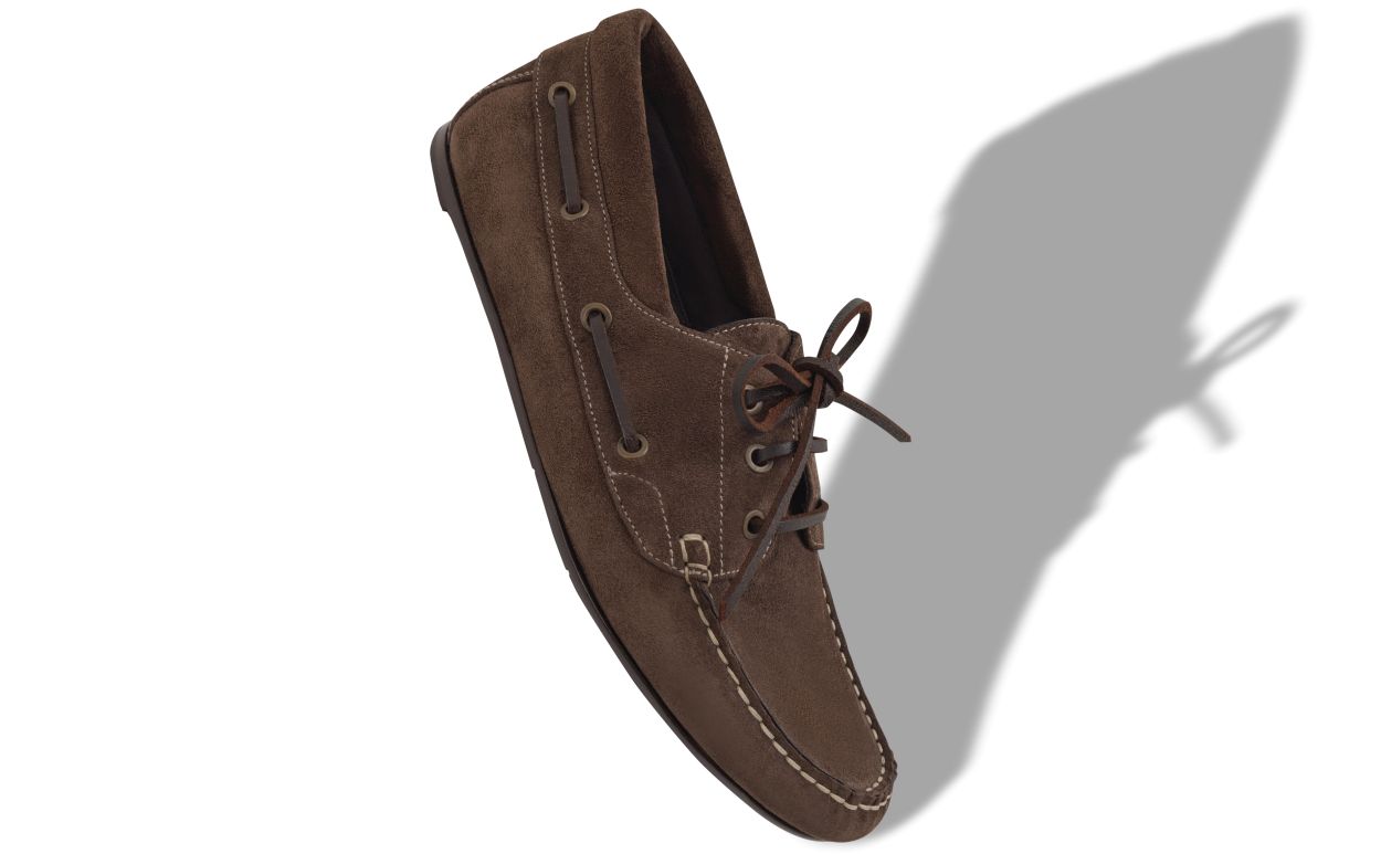 Zapatillas de barco de ante marrón oscuro