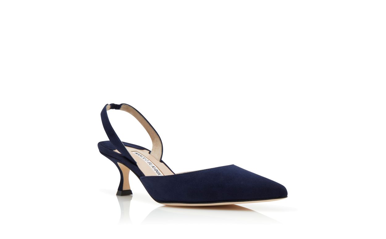 Zapatillas de tacón de ante azul marino