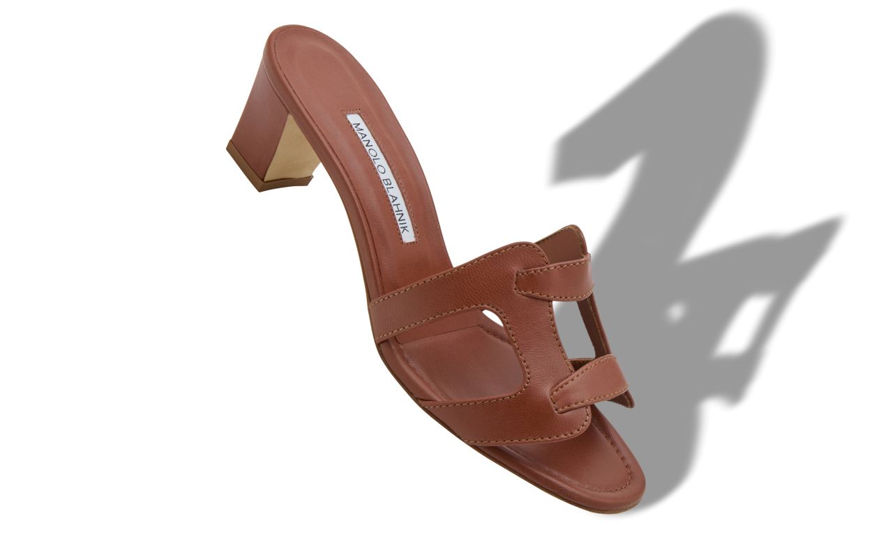 Mocasines de cuero napa marrón con punta abierta