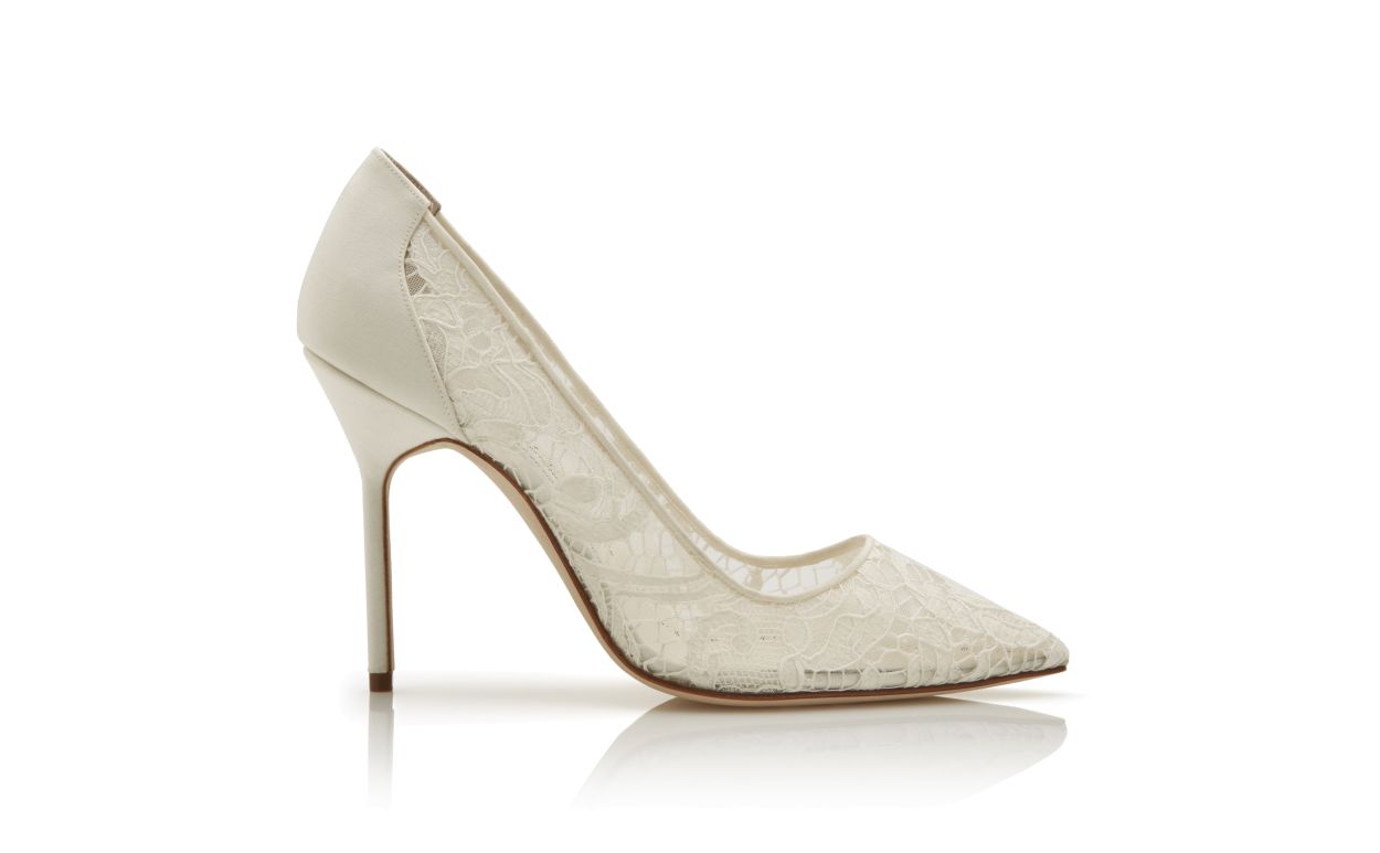 Zapatillas de punta puntiaguda de encaje blanco