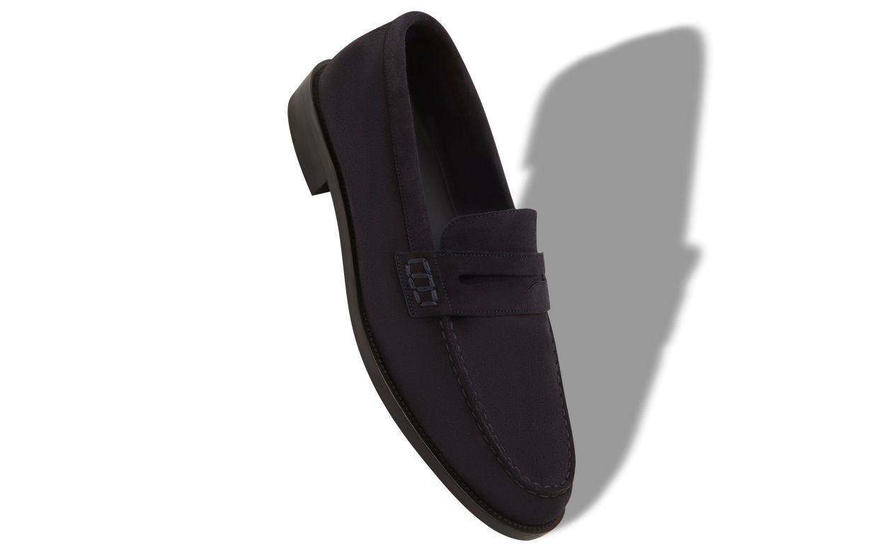 Zapatillas de cuero de cabrito azul marino