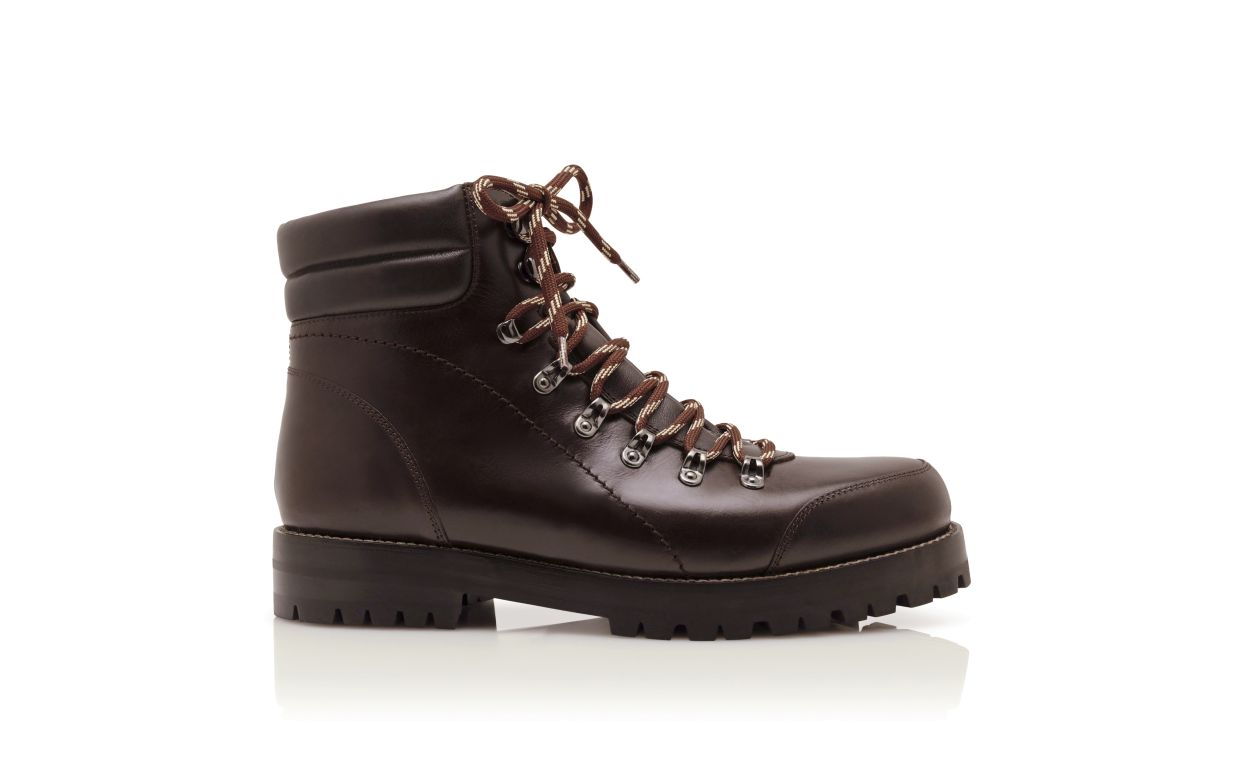 Botas de tobillo de cuero de vitela marrón oscuro