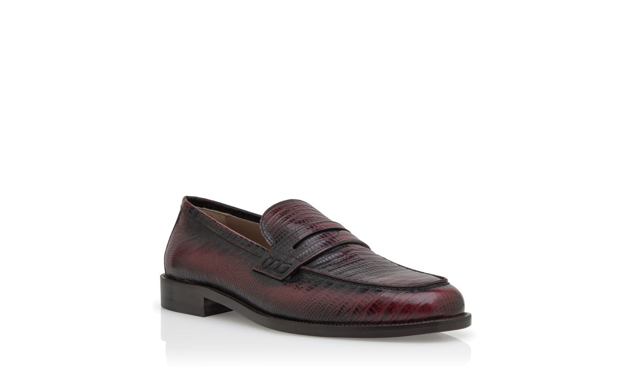 Zapatillas de cuero de ternera rojo oscuro