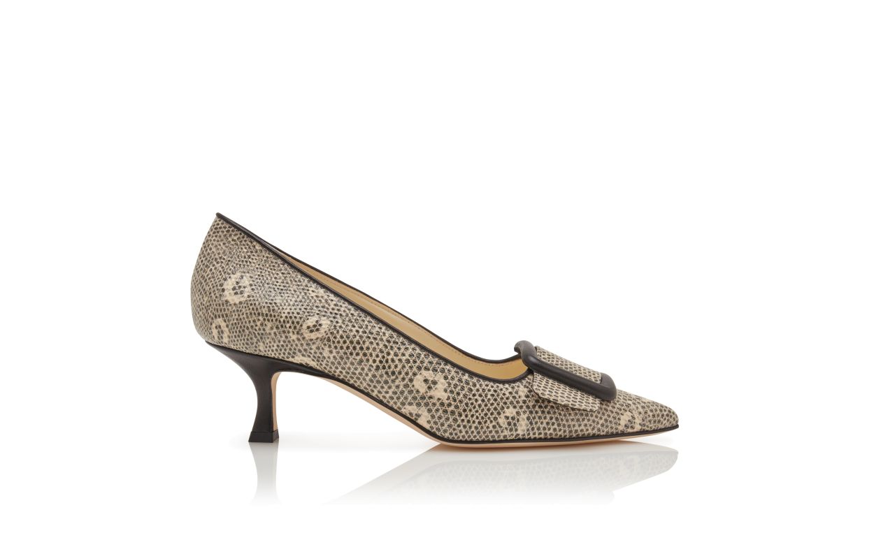 Zapatillas de cuero de ternera con estampado de lagartija
