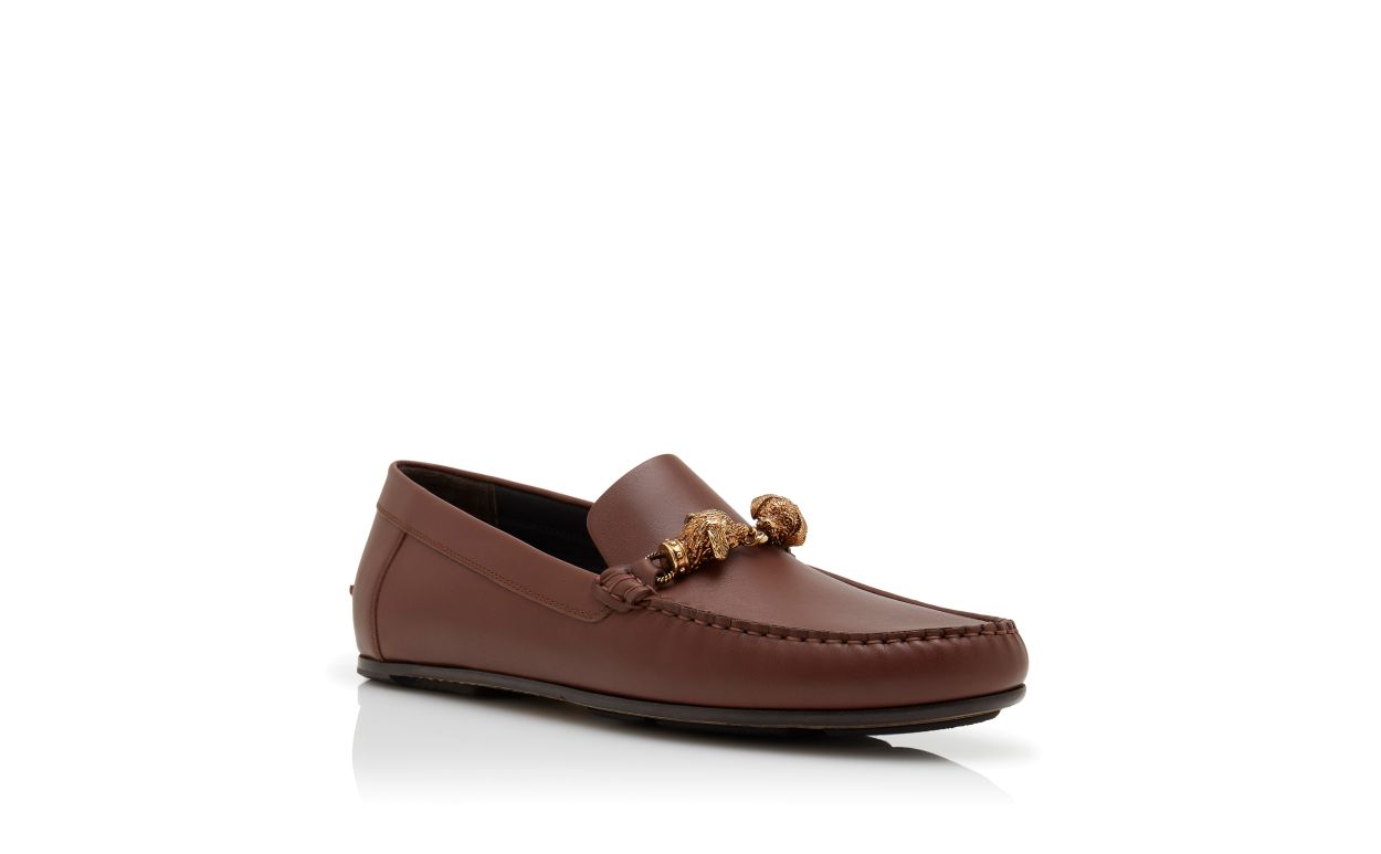 Zapatillas de cuero de becerro marrón
