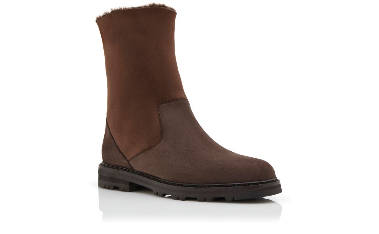 Botas de tobillo medio de ante marrón oscuro