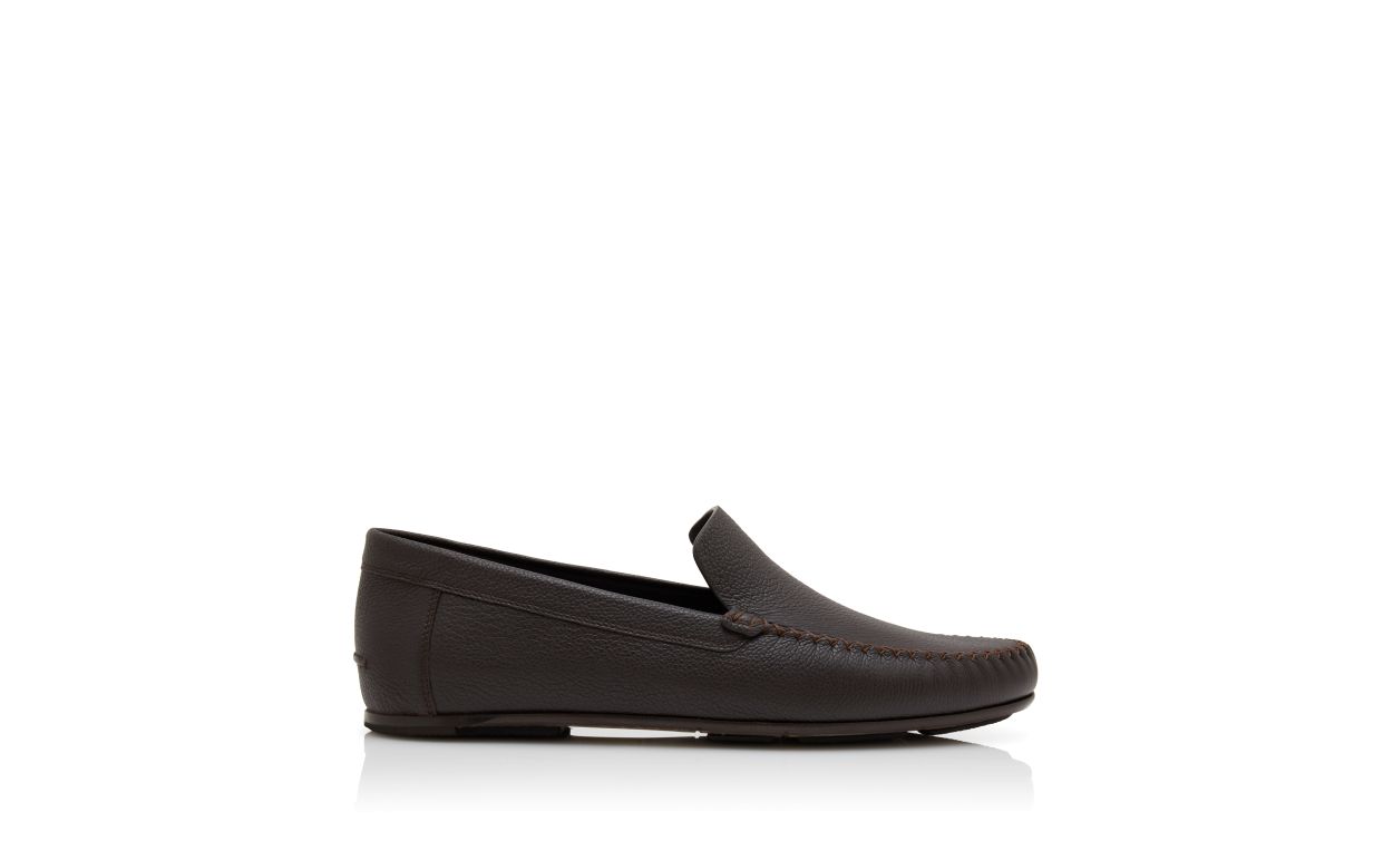 Zapatillas de cuero de ternera marrón oscuro