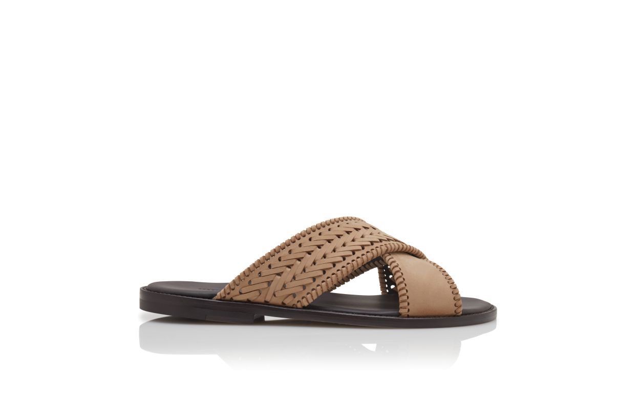 Sandalias de tejido de nubuck marrón claro