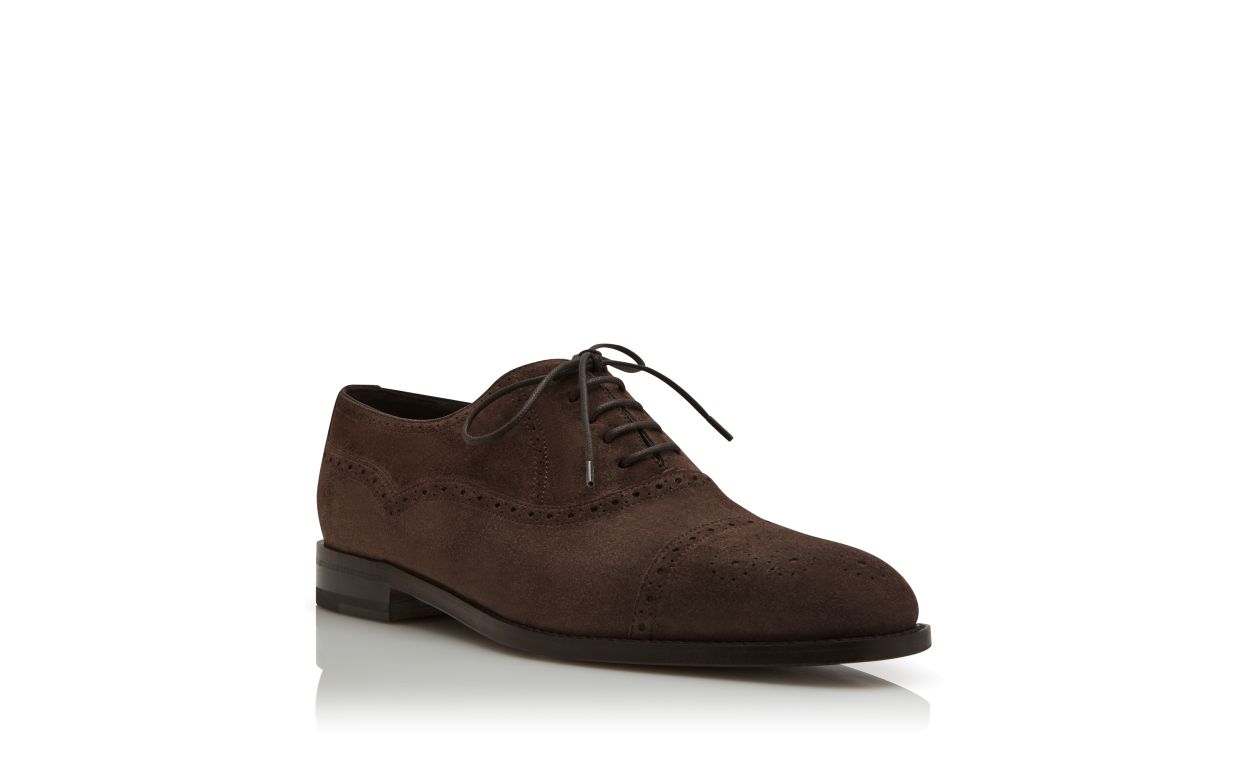 Oxfords de ante marrón oscuro con puntera